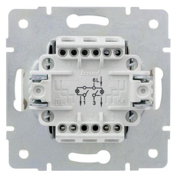 Двойной выключатель Lezard Rain (703-0288-112) с подсветкой (белый) - фото №2