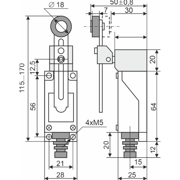 Кінцевий вимикач Promfactor FLS15M8108P65 - фото №2