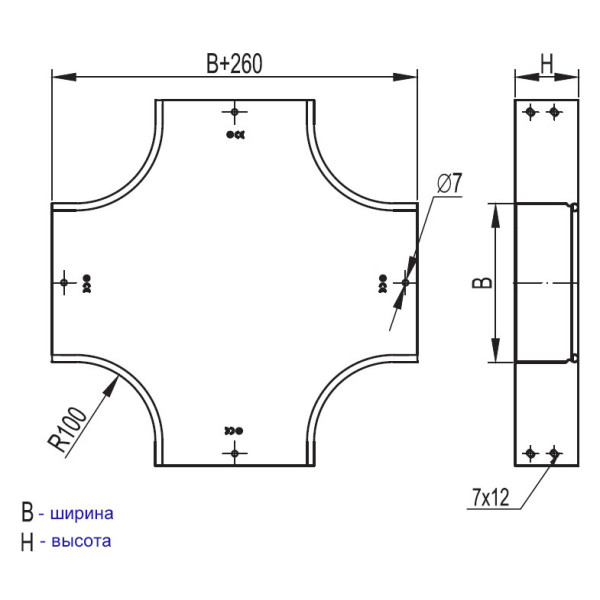 Крестообразный ответвитель DKC DPX 400х50 - фото №1