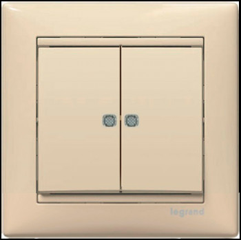 Механизм проходного 2-кл. выключателя Valena с подсветкой слоновая кость - фото №1