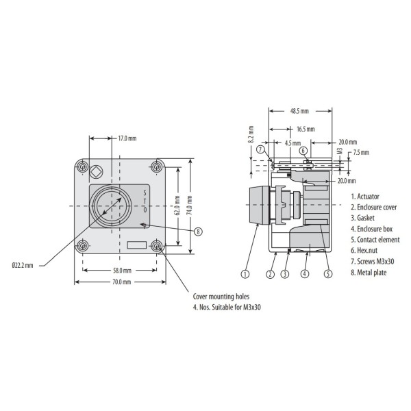 Кнопковий пост Eti ESB1-V2 Standart STOP червона (4771622) - фото №1