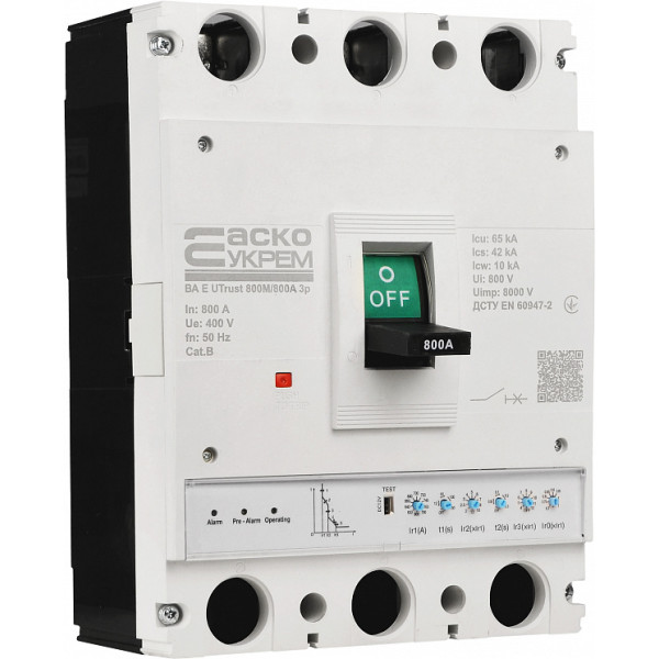 Силовой автоматический выключатель Аско-Укрем UTrust 800M/800А 3P (A0010260008)