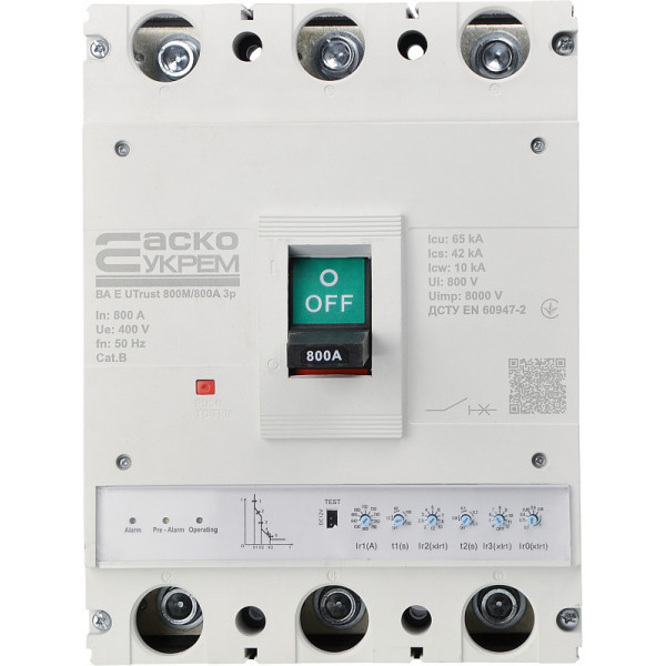 Силовой автоматический выключатель Аско-Укрем UTrust 800M/800А 3P (A0010260008) - фото №2