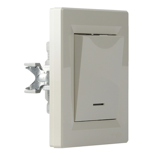 Вимикач 1-клавішний із підсвічуванням кремовий Asfora, EPH1400123 - фото №1