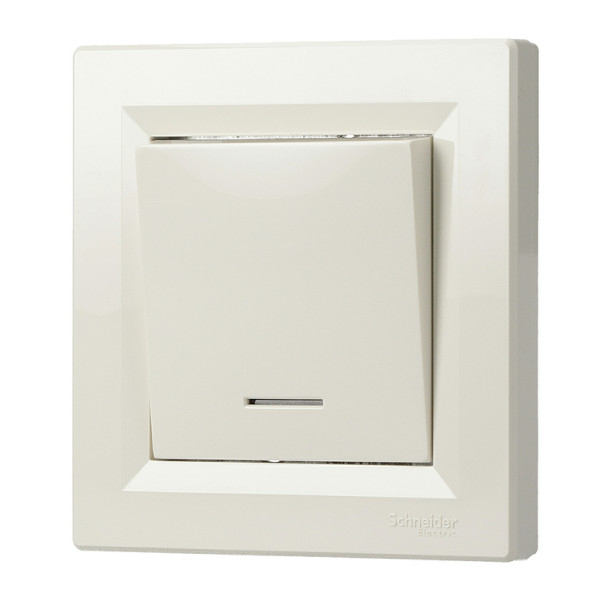 Вимикач 1-клавішний із підсвічуванням кремовий Asfora, EPH1400123 - фото №5