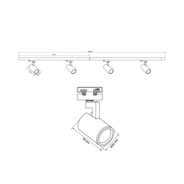 Комплект трековых светильников Goldlux 328434 Lynx 1.5м GU10 4x10W IP20 1-фазный черный - фото №3