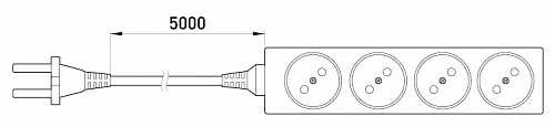 Подовжувач E.Next e.es.4.5.b 4 гнізда 5м (s042063) - фото №1