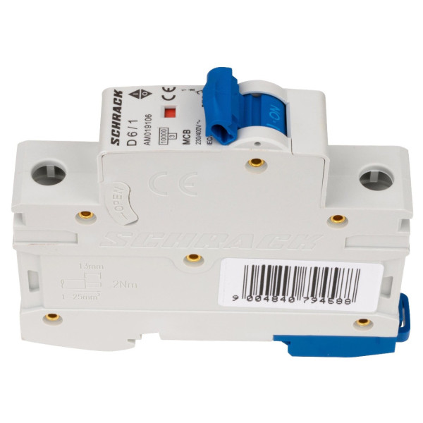 Автоматичний вимикач Schrack AM019106 10кА 6А 1P х-ка D - фото №3