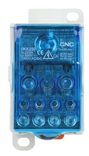 Распределительный блок CNC FTUKK250 250А 49х95х49мм на DIN-рейке (Б00043069)