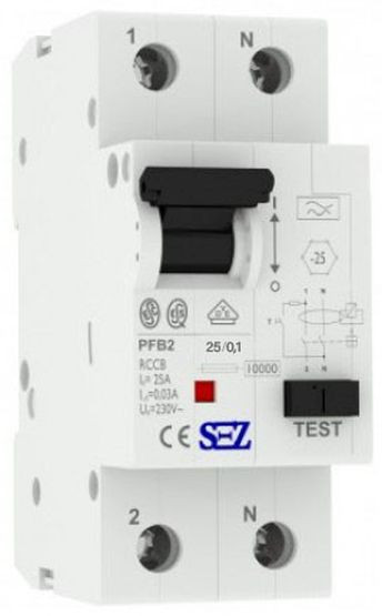 Пристрій захисного відключення (диференціальне реле) SEZ PFB2 25 A/0,1A (PFB2_25A/0,1A)