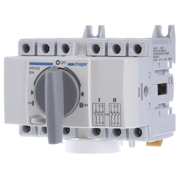 Перемикач Hager HIM302 I-0-II 20А 400/690В 3P 5м