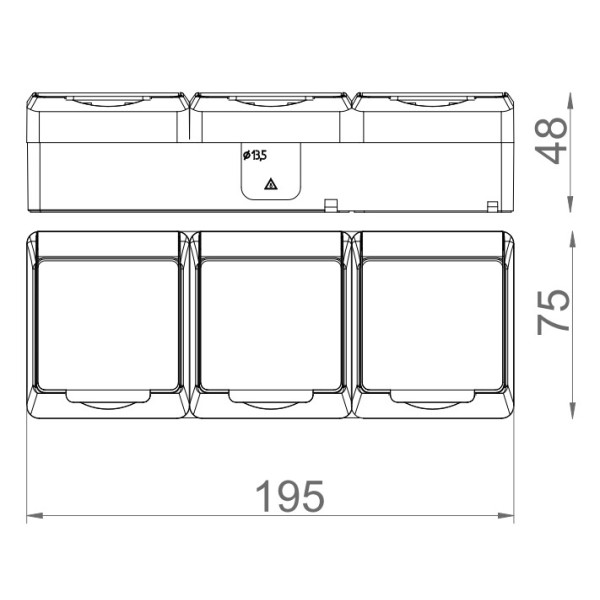 Тримісна розетка Elektro-Plast Hermes 0326-06 з кришкою (коричнева) - фото №1