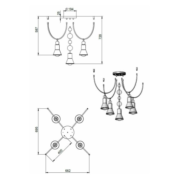 Люстра Pikart 23665-3 ARCH 5U - фото №1