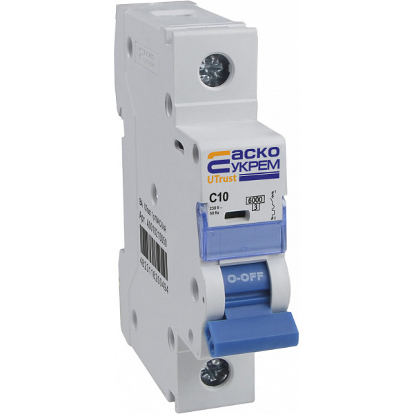 Автоматичний вимикач Аско-Укрем UTrust 1р 10А С 6kА (A0010210050)