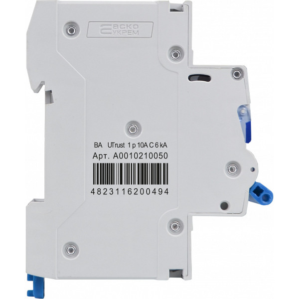 Автоматичний вимикач Аско-Укрем UTrust 1р 10А С 6kА (A0010210050) - фото №2