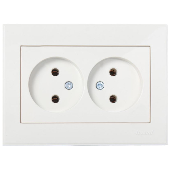 Подвійна розетка Lezard Rain (703-0303-128B) ПБТ (кремова) - фото №1
