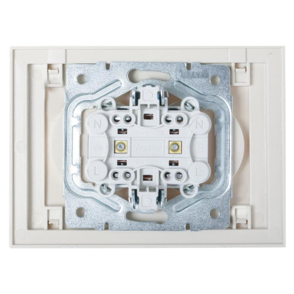 Подвійна розетка Lezard Rain (703-0303-128B) ПБТ (кремова) - фото №2