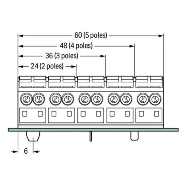 Клемма Wago 862-9515 1+3+5 PE-N-L1-L2-L3 - фото №5