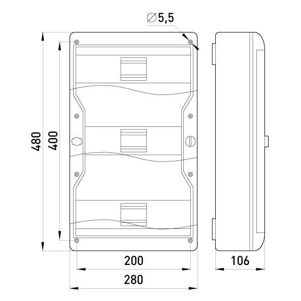 Навісний пластиковий корпус E.Next NT 37-модульний трирядний з непрозорими дверцятами IP40 (6672-137непр) - фото №1
