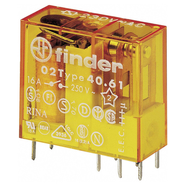 Миниатюрное реле Finder 1CO 16A 24В AC шаг 5мм (406180240000)