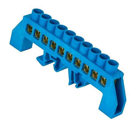 Універсальна шина TNSy ізольована «N» ШЛУ6х9-10 на DIN-рейку синя (TNSy5500460)