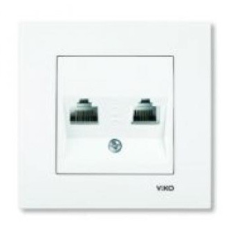 Розетка компьютер-телефон (RJ45 Cat5e - RJ11 Cat3) белая VIKO Karre