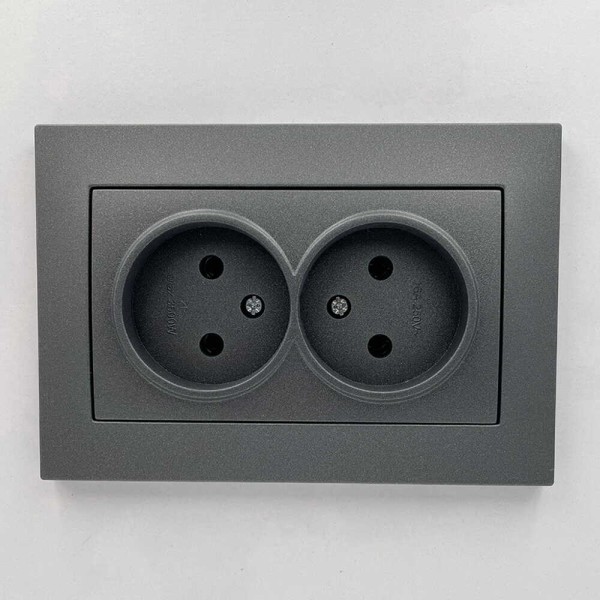 Розетка EL-BI VEGA антрацит матовый 2-я без заземления ( 510-016730-908 )