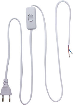 Вилка електрична зі шнуром Enext e.wire. switch/plug. white