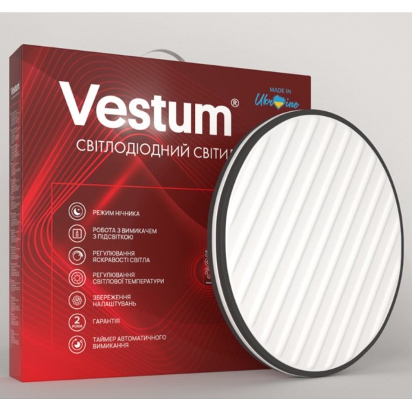 Круглий накладний світильник Vestum GRILL матовий 96Вт 480x65мм 3000-6500К 7500Лм з пультом - фото №1