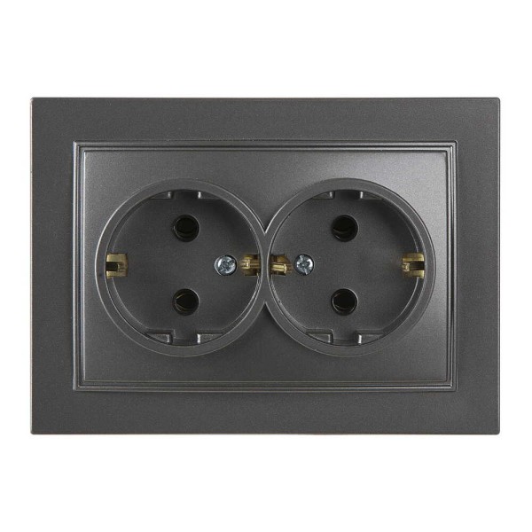 Розетка Nilson Thor антрацит 2-на з заземленням ( 27161025 )