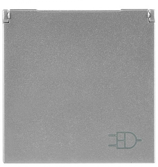 Механизм розетки ABB Zenit N2288.1 PL 2М с заземлением и крышкой (серебро)