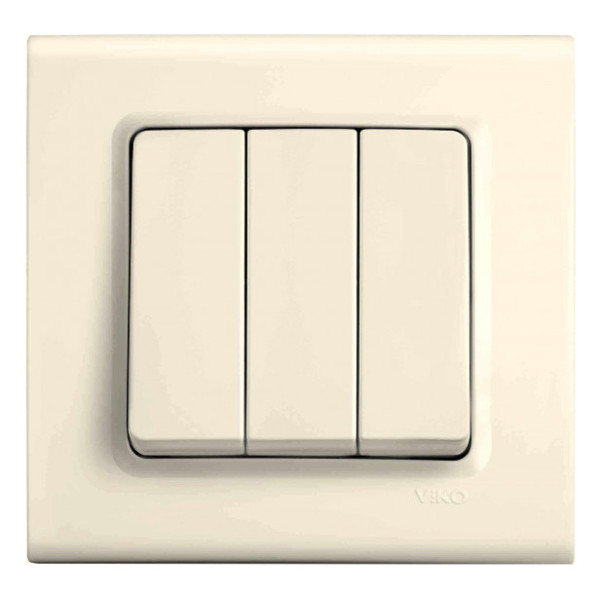 Вимикач 3 клавішний кремовий VIKO Linnera