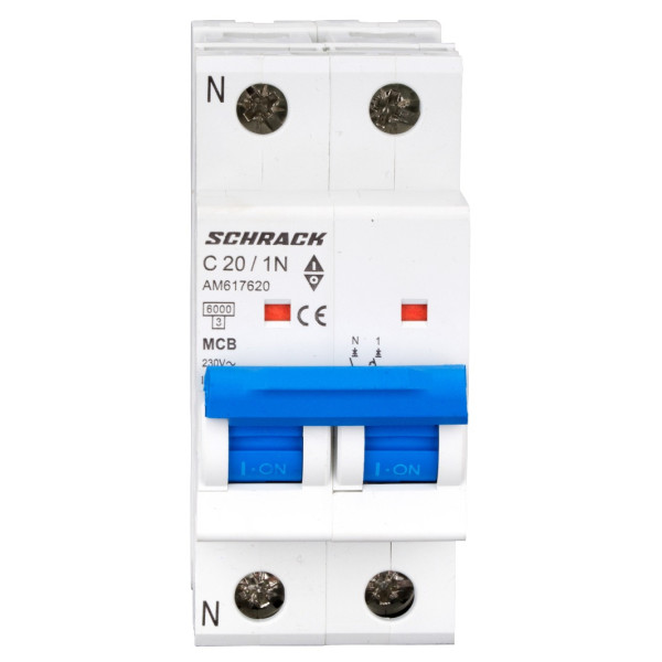 Автоматичний вимикач Schrack AM617620 6кА 20А 1P+N C - фото №1