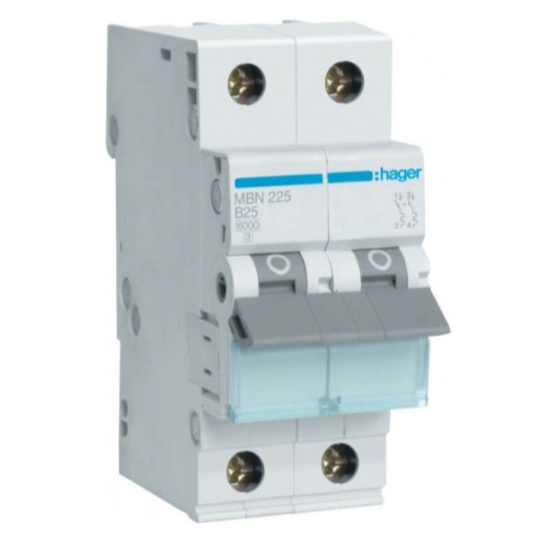 Автоматичний вимикач Hager MBN225 6кА B 25A 2P