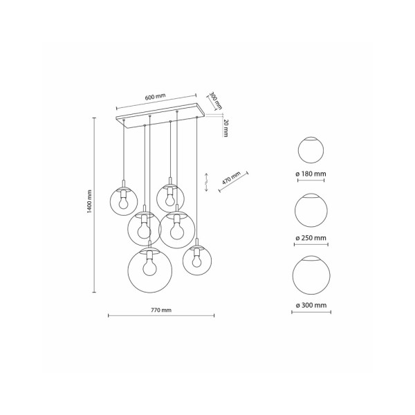 Подвесной светильник, люстра TK Lighting 4819 Esme E27 6x15W IP20 Черный - фото №3