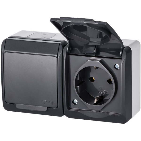 Розетка Elektro Plast 0325-7 Hermes 2 IP44 антрацит