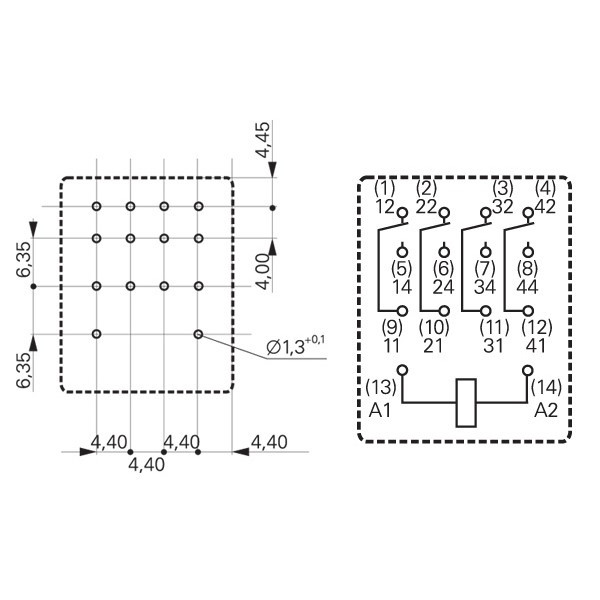 Проміжне реле Schrack PT580T30 230В AC 6А із позолоченими контактами LED - фото №4