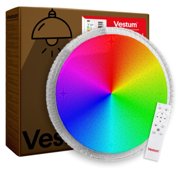 Стельовий світильник Vestum CRYSTAL зоряне небо 60Вт 395x60мм 3000К-6500К RGB