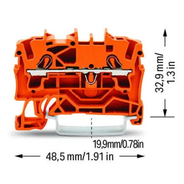 Клемма Wago 2002-1202 2,5-4мм² (оранжевая) - фото №1