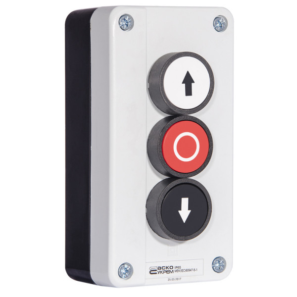 Тримісний пост керування Аско-Укрем XAL-B324 «Вгору-Стоп-Вниз» (A0140020048) - фото №3