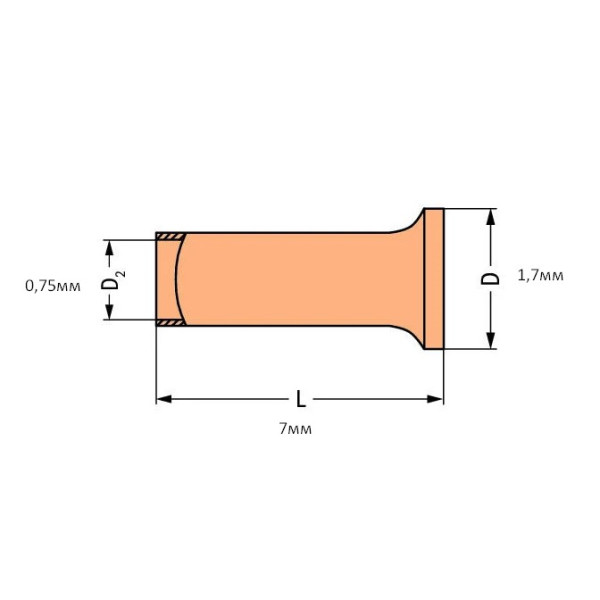 Наконечник Wago 216-131 без изоляции 0,25мм² 7,0мм - фото №1