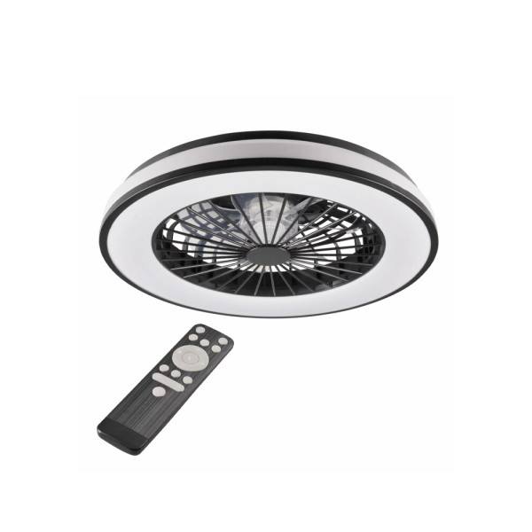 Люстра с вентилятором, светильник потолочный с пультом Goldlux 325808 Kenya Led 1x48W 3000K-6500K 5300Lm IP20 Bk