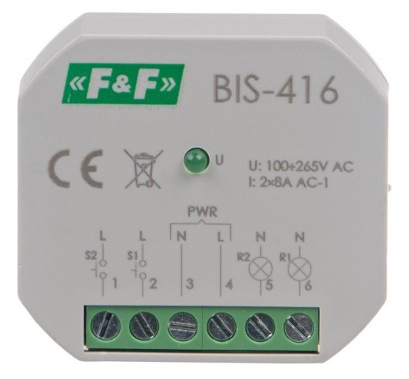 Бістабільне реле F&F BIS-416 165-265В AC 16А