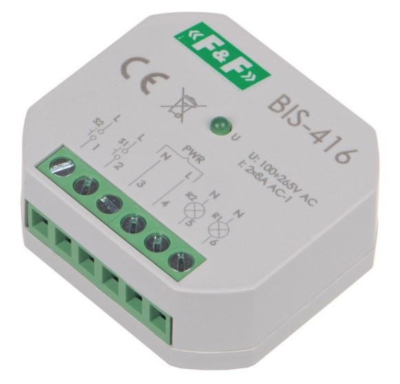 Бістабільне реле F&F BIS-416 165-265В AC 16А - фото №2