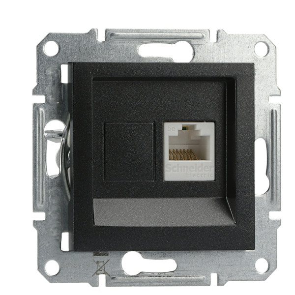 Розетка компьютерная без рамки 5.e UTP антрацит Asfora, EPH4300171