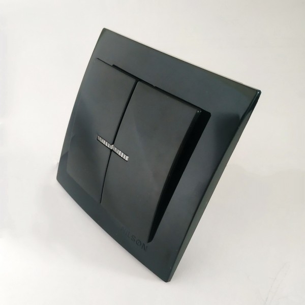 Выключатель Nilson Touran черный 2кл с подсветкой ( 24221004 )