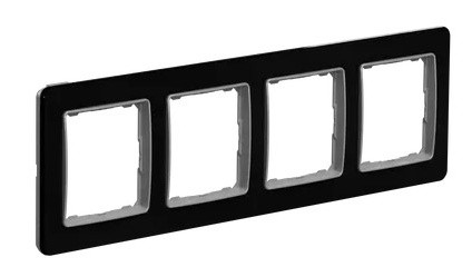 Рамка четырехместная Schneider Electric Sedna Elements искусственное черное стекло SDD361804 - фото №1