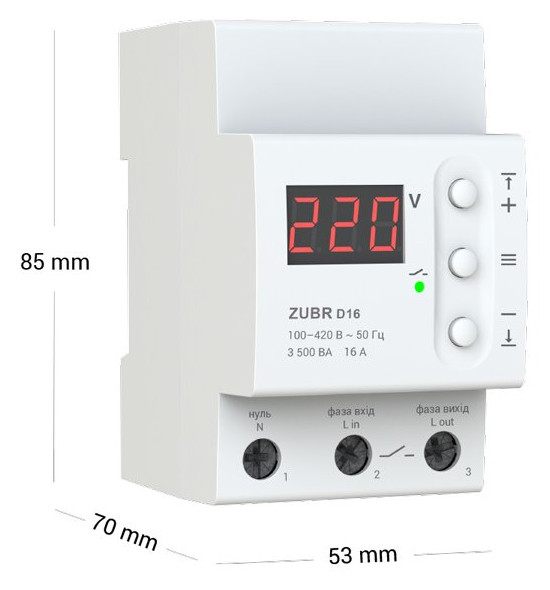 Реле напряжения ZUBR D16 - фото №2