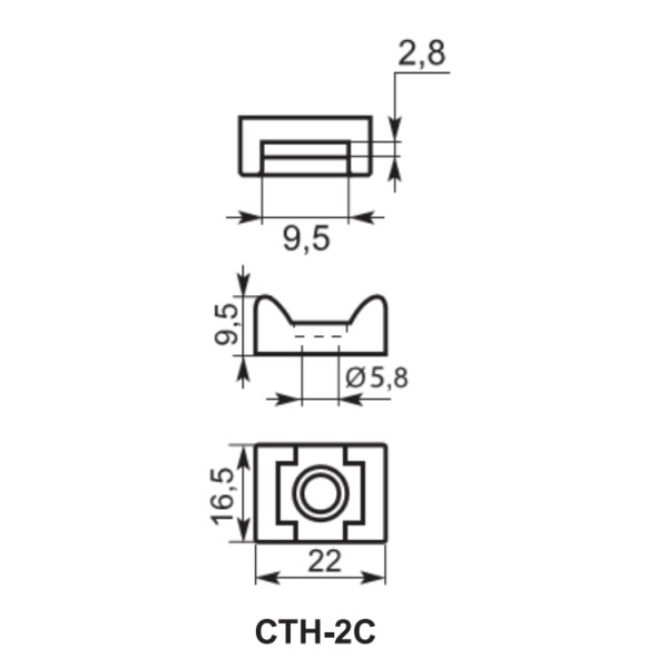 Майданчик до хомутів Аско-Укрем CTH-2C Ø5,8 100шт чорний (A0150090106) - фото №3
