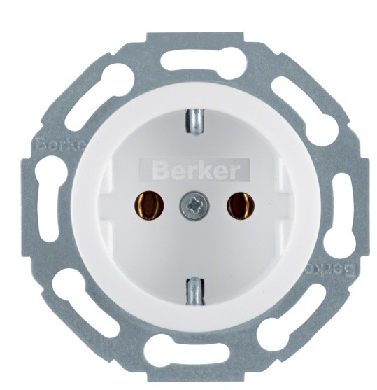 Розетка с з/к полярная белизна Berker 1930/Glas
